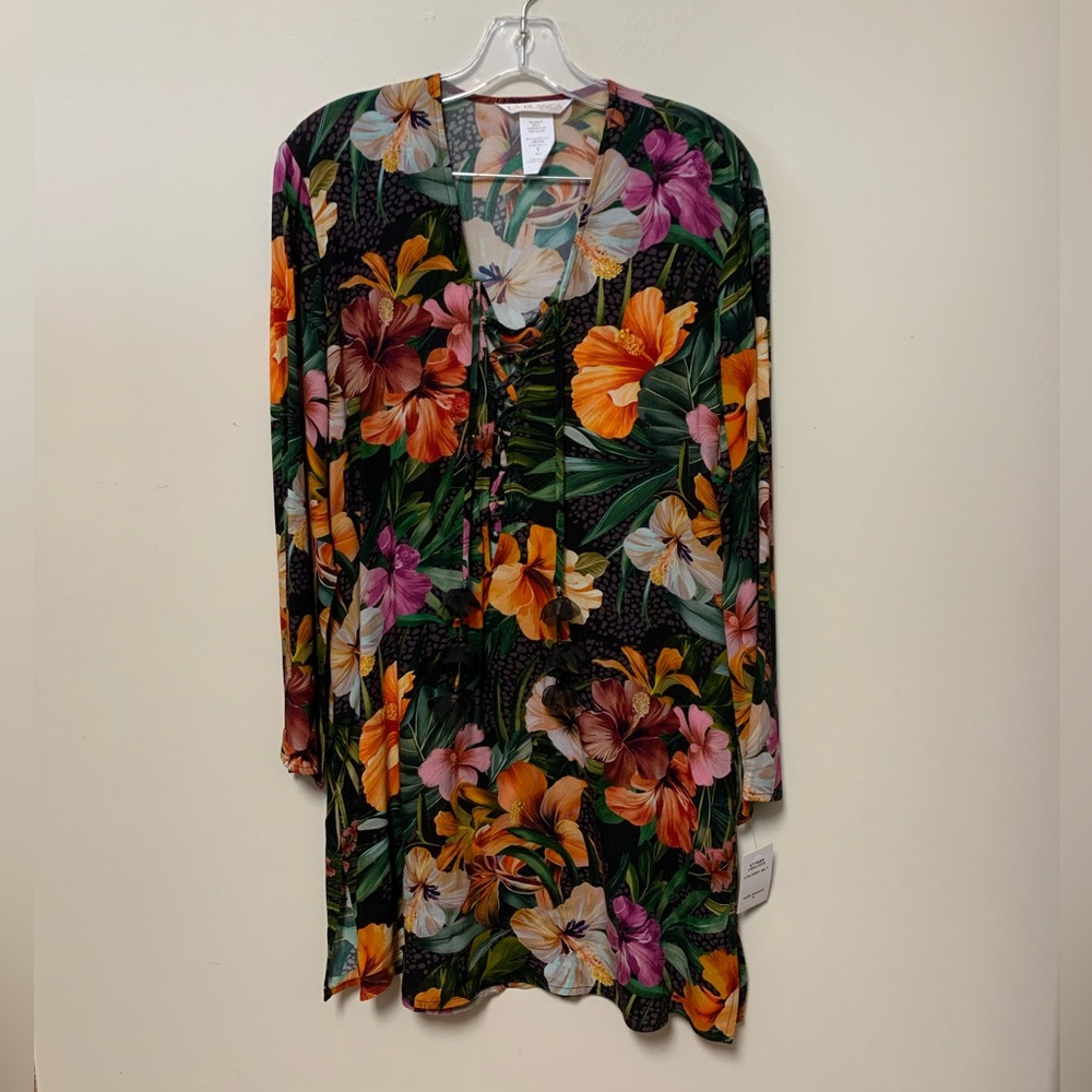 La Blanca swim coverup - jungle print leopard floral tunic “tropical hideaway”